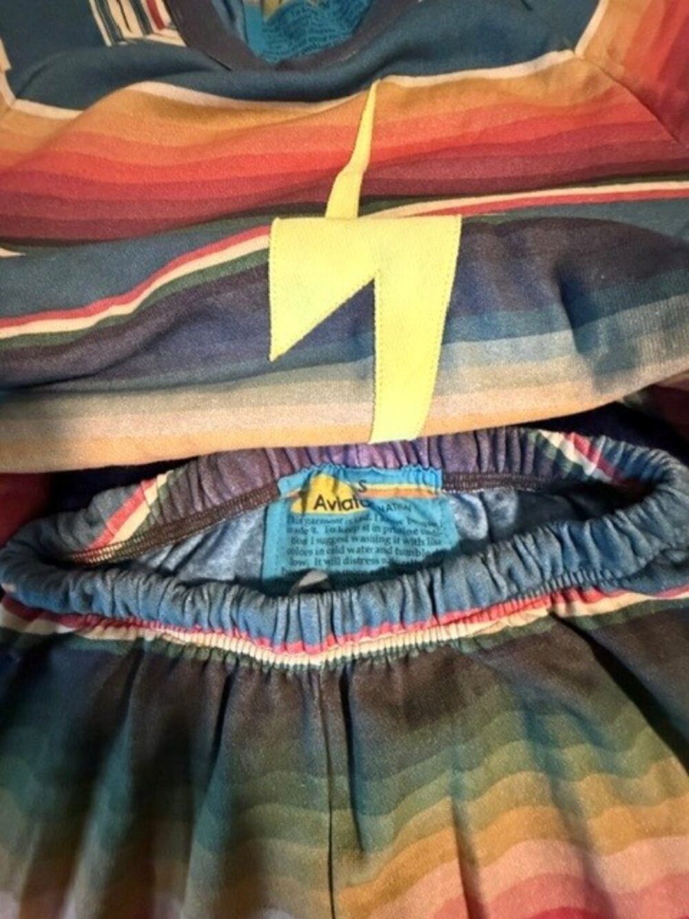 Aviator Nation Multicolor Striped Lightning Bolt Crewneck Sweatshirt - Picture 3 of 6